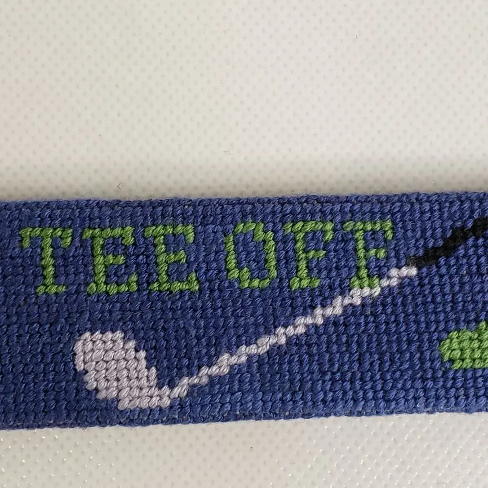 Smathers Branson Needlepoint Belt Golf Clubs Tees Balls Mens Size 36 New